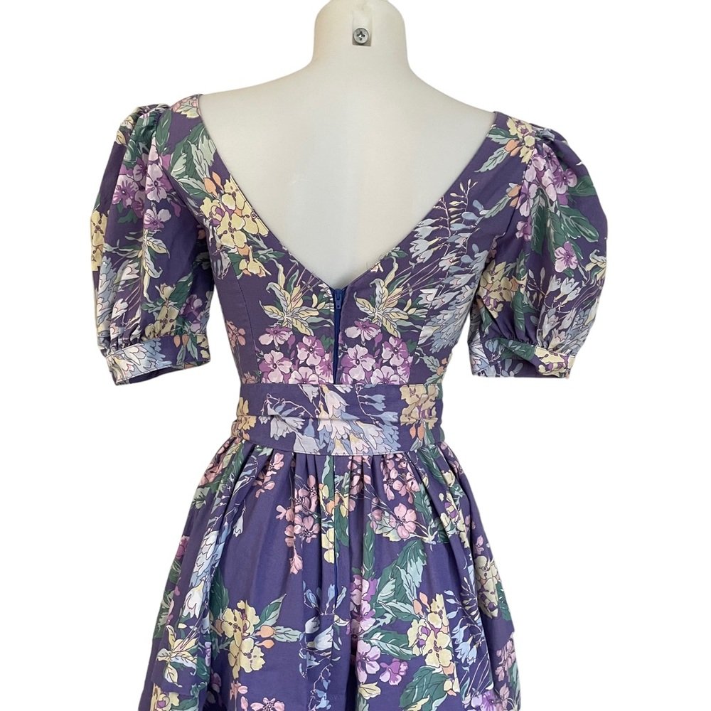 LAURA ASHLEY Vintage Lavender Floral Sweetheart Fit & Flare Dress US 8/UK 10 - Picture 6 of 11